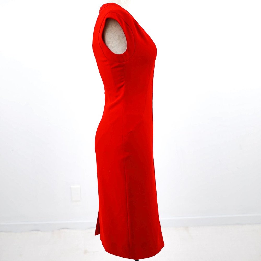 Runway Rachel Roy Y2K RTW Red Dress S Midi Work Christmas Holiday Party Sheath - Picture 3 of 9